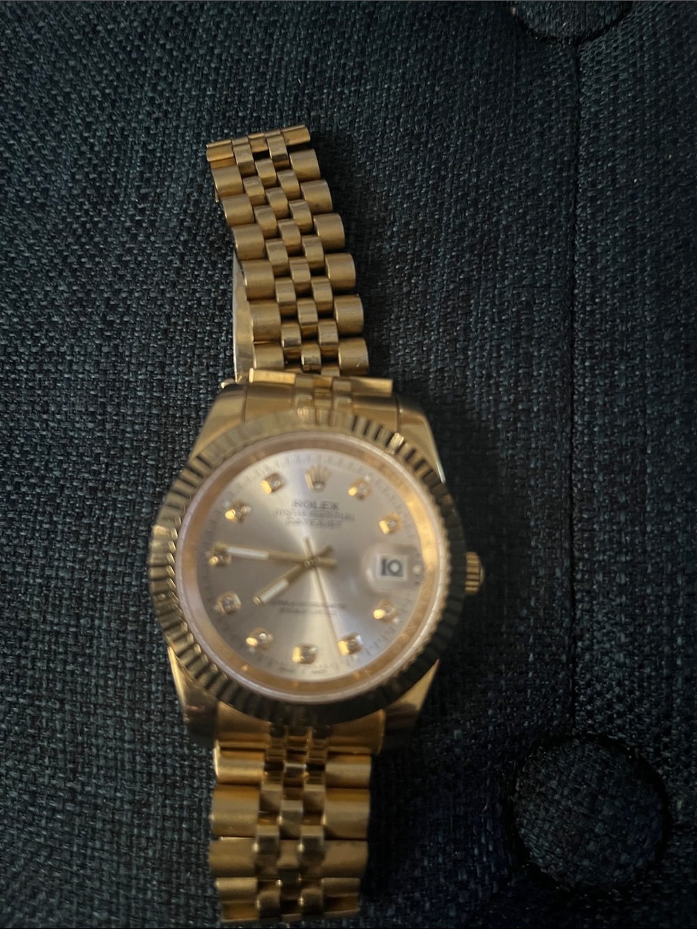 Rolex Gold Watch with Silver Dial and Gold Bracelet